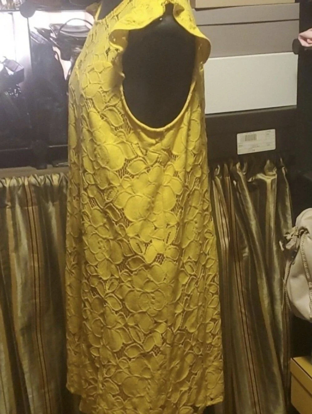 Monteau Yellow Floral Lace Shift Dress